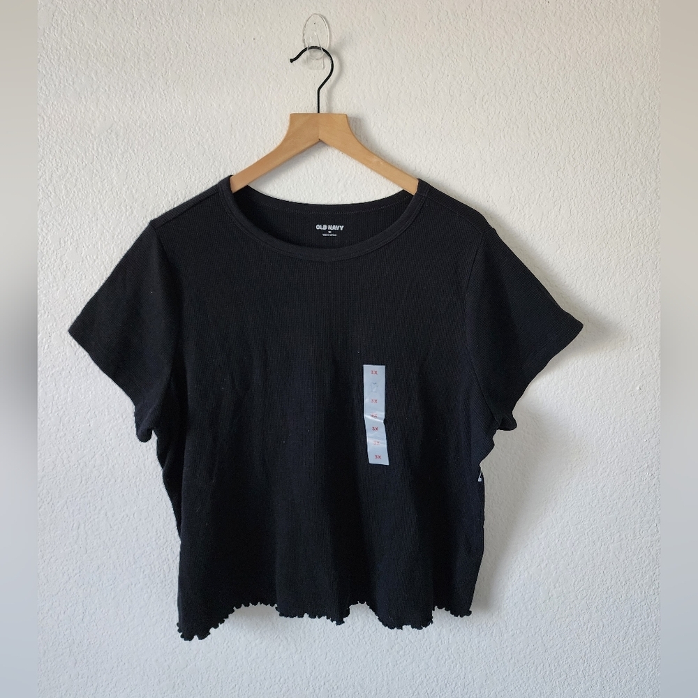Old Navy Women's 3X Waffle Knit Cropped Casual Top NEW